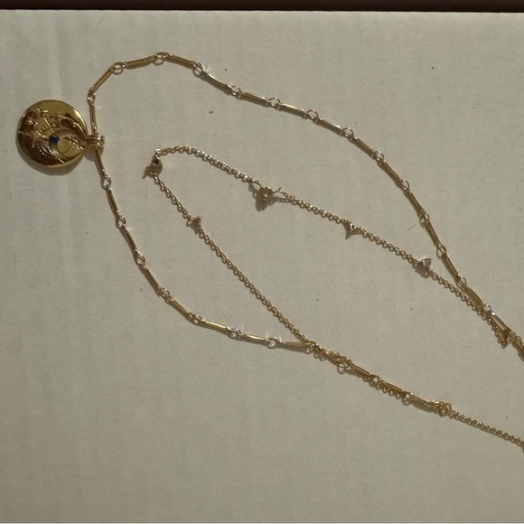 Gold Pendant Necklace with Blue Stone - Picture 2 of 3